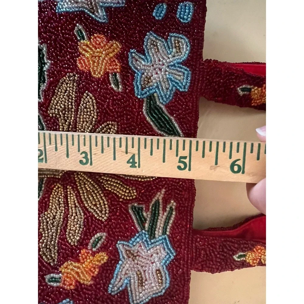 SWEE LO New York vibrant red flower designer little bag- purse, beaded handmade